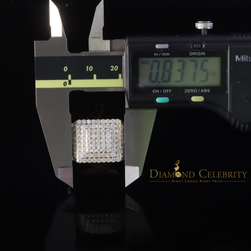 DiamondCelebritees Men's for 925 Sterling Silver 5.00ct VVS 'D' Moissanite Yellow Square Ring SZ 10