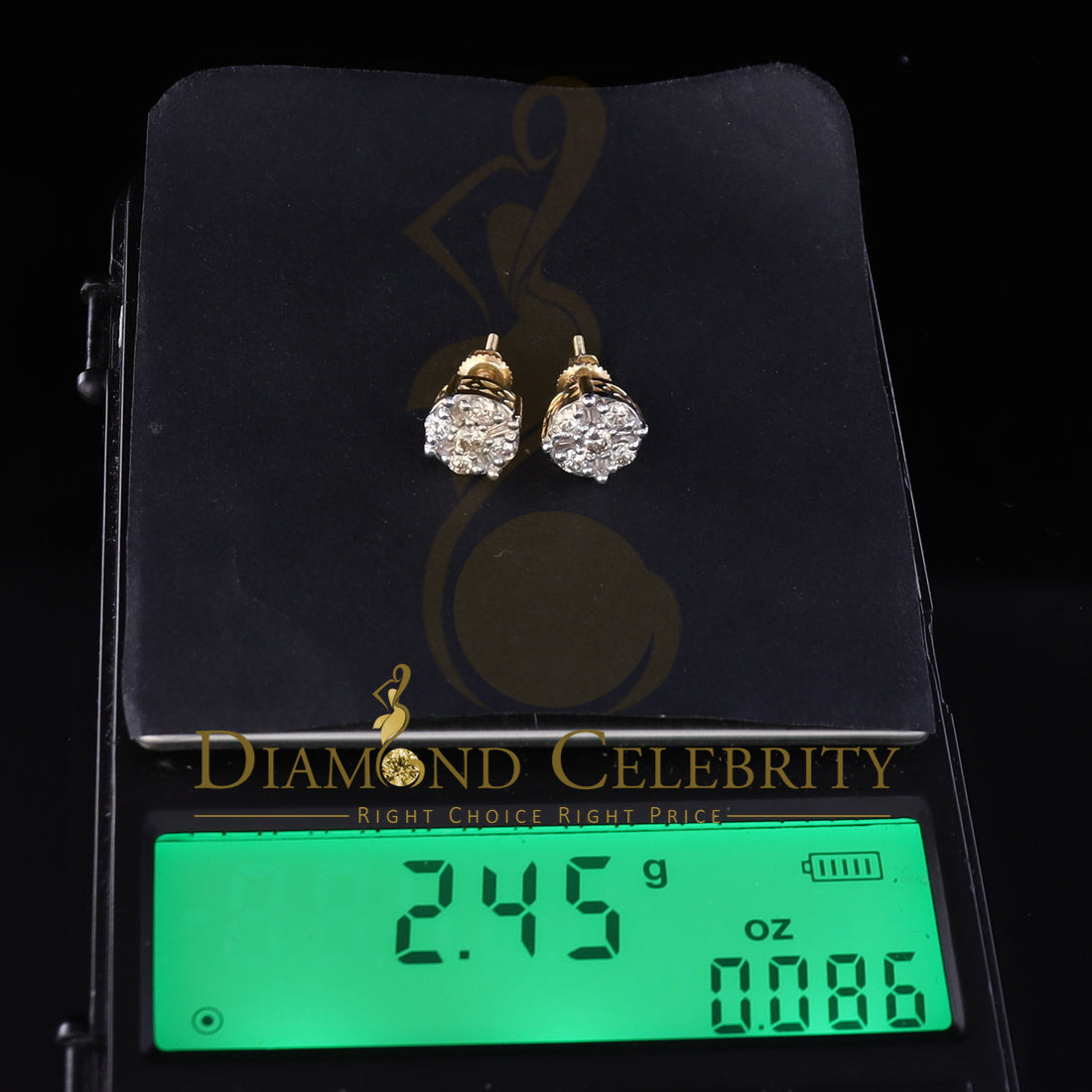 DiamondCelebritees10K Real Yellow Gold with Real 0.85CT Diamond Men's/Women's Stud Round Earring