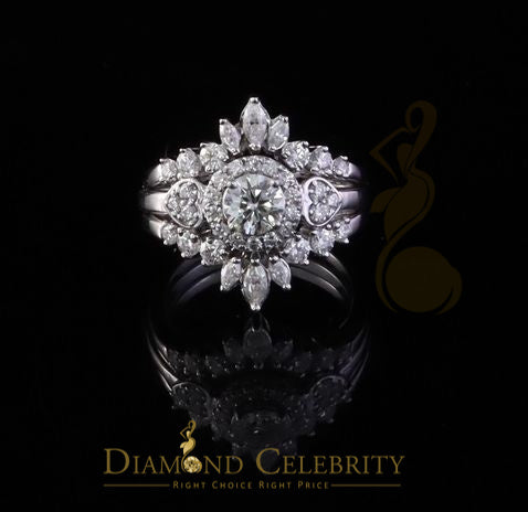 DiamondCelebritees 925 White Silver Moissanite 2.00ctVVS D Solitaire Enhancer Guard Wrap Rings