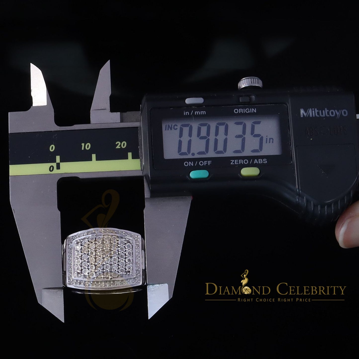 Big Mirage Set Rectangle 0.40ct Real Diamond 925 White Silver Mens Ring Size 10