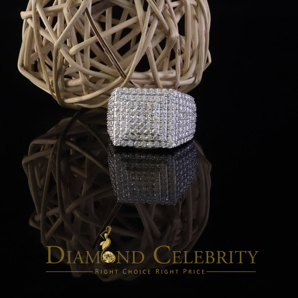DiamondCelebritees 925 White Sterling Silver 5.00ct VVS 'D' Moissanite Square Rings SZ 10 for Men's