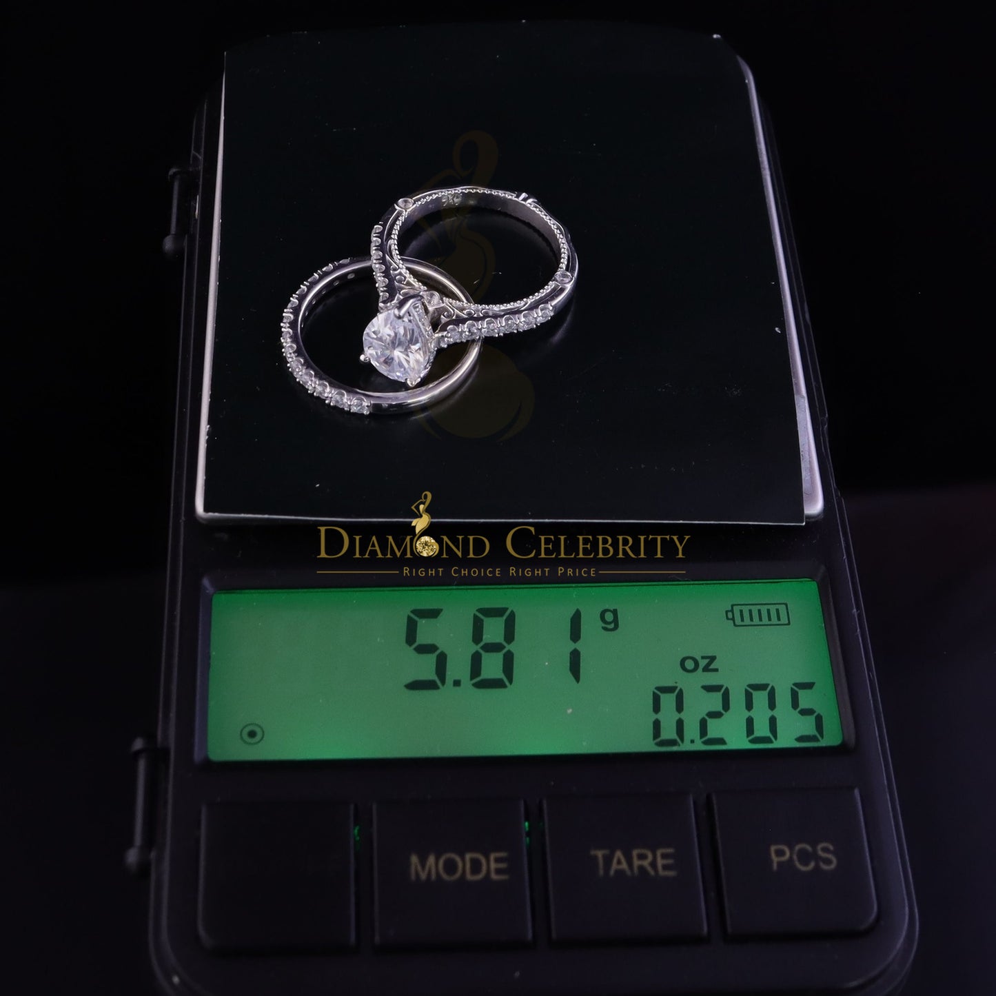 DiamondCelebritees 4.43ct White Cubic Zirconia 925 Sterling Silver Bridal Fashion Womens Ring SZ 7