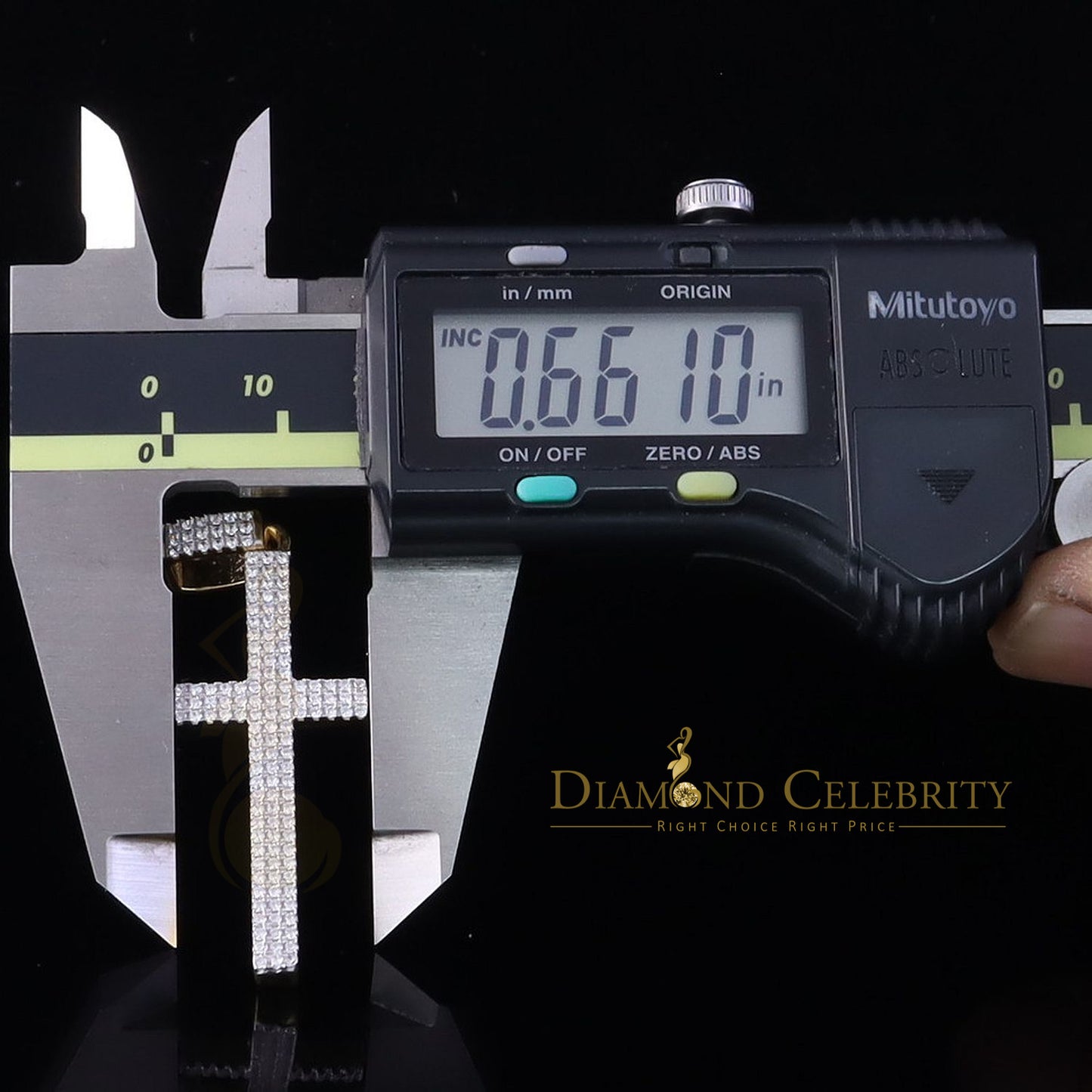 DiamondCelebritees Yellow Sterling Silver Cross Fashion Pendant with 1.41ct Cubic Zirconia Stone