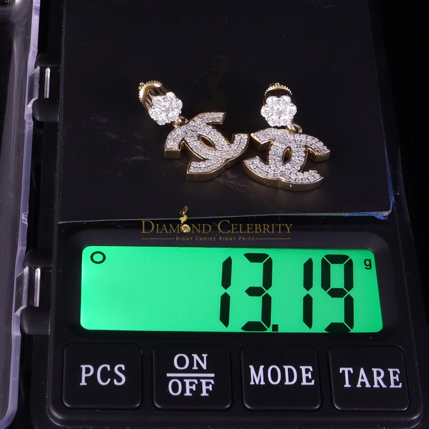 DiamondCelebritees Mens/Womens 925 Silver Yellow 1.00ct VVS 'D' Moissanite Chanel stud Earrings