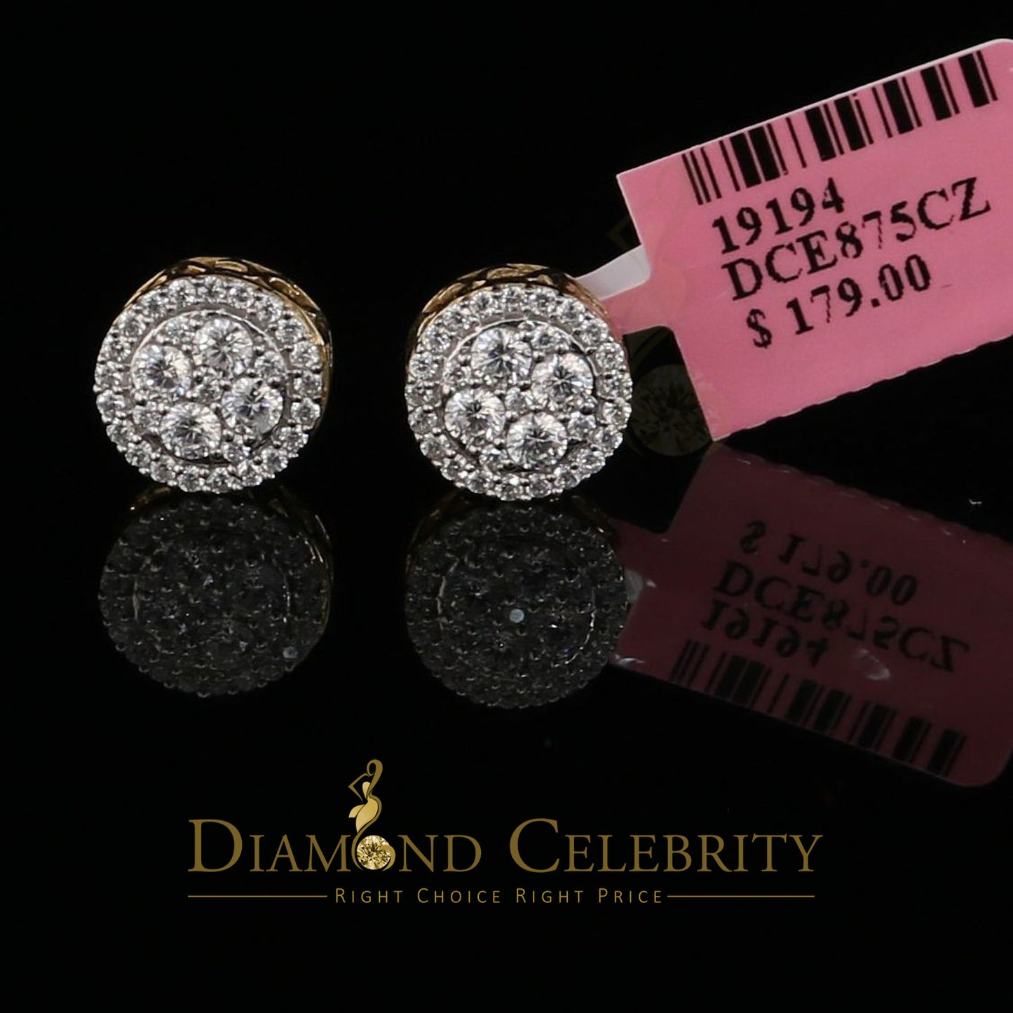 DiamondCelebritees 925 Silver Yellow 1.00ct Moissanite Women's & Men's Hip Hop Round Earrings