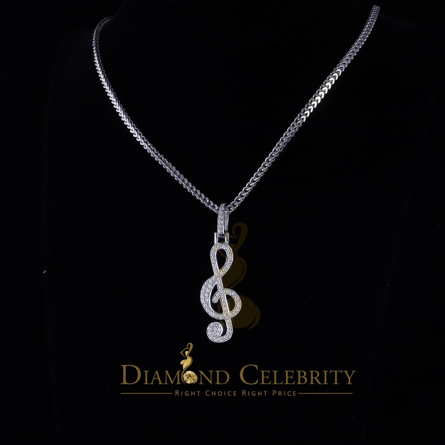 DiamondCelebritees Promise 925 White Sterling Silver MUSIC SIGN Pendant with 2.34ct Cubic Zirconia
