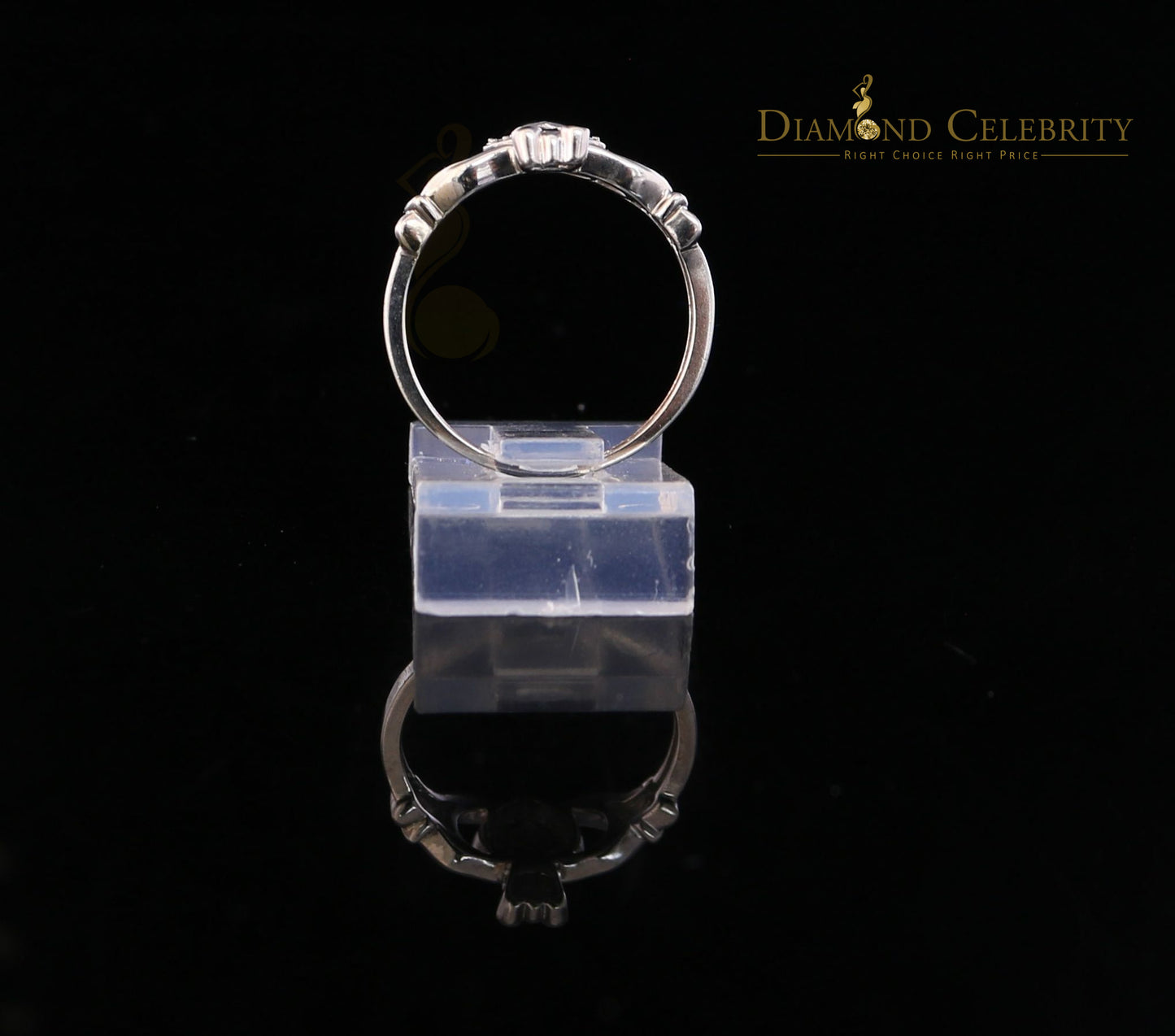DiamondCelebritees 0.03 CT Real Diamond Womens 925 Sterling Silver White Heart Shape Ring Size 7