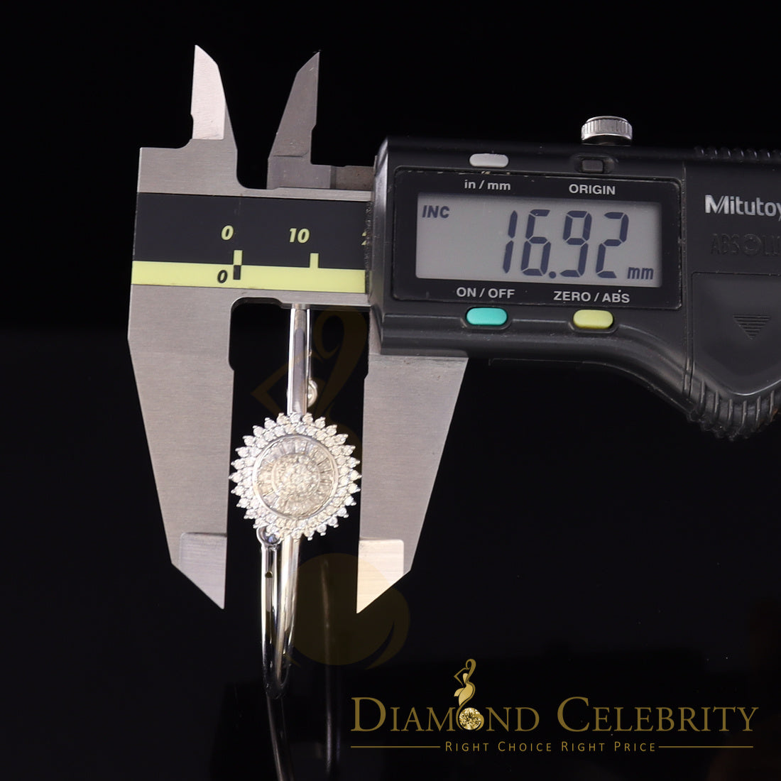DiamondCelebritees 925 Silver Sun Rays Style White Bangle Cubic Zirconia Adjustable Size 2.5''