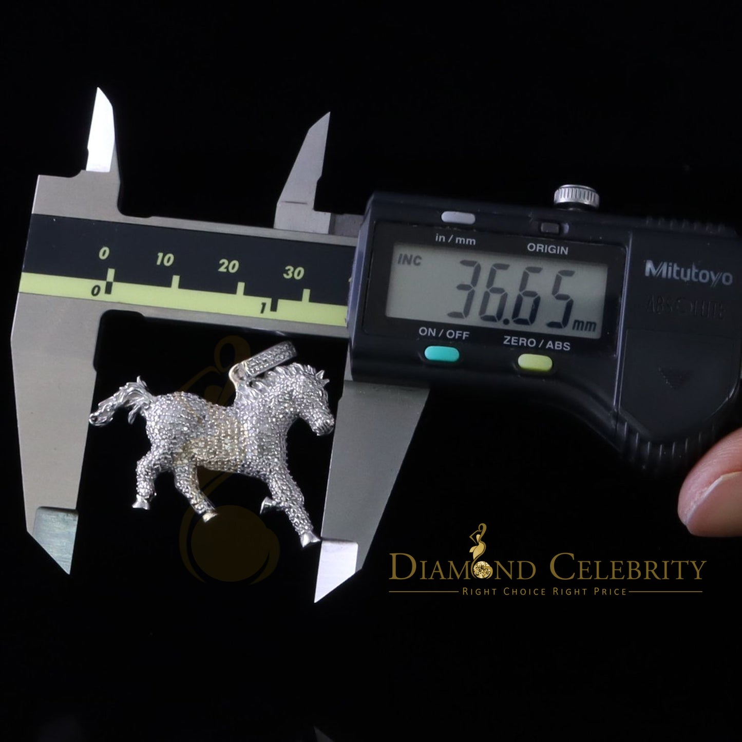 DiamondCelebritees Real 0.33ct Diamond 925 Sterling Silver HORSE White Charm Necklace Pendant