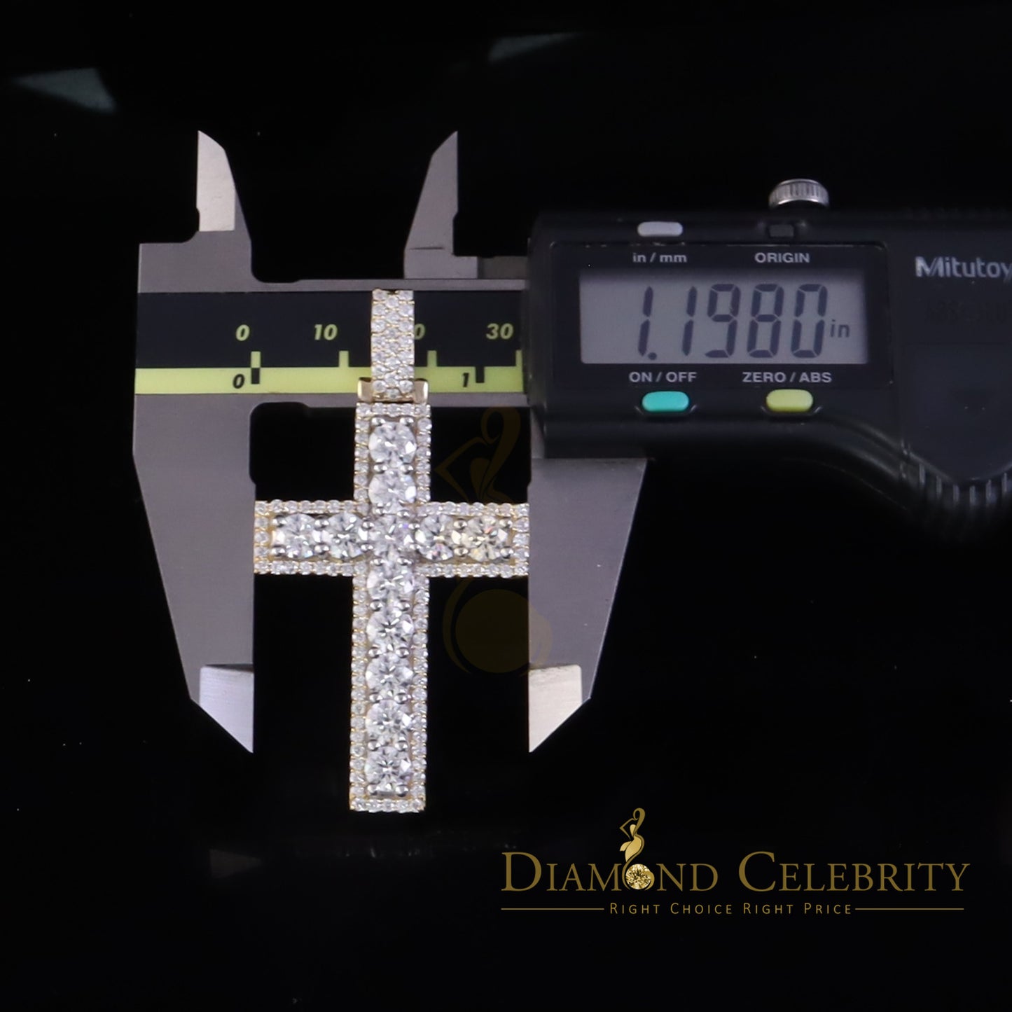 Diamondcelebritees Moissanite Men's & Women 7.50ct VVS D Sterling Yellow Silver Charm Cross Pendant