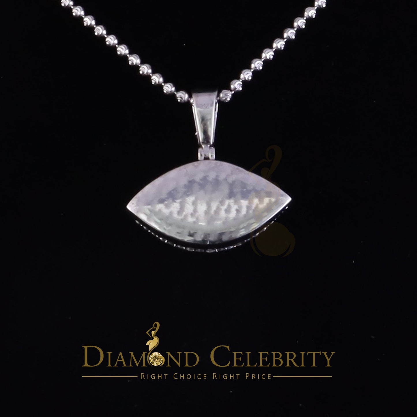 Diamondcelebritees 2CT VVS D Moissanite White Tri Clr Silver Charm Evil Eye 1" Pendant Men & Women