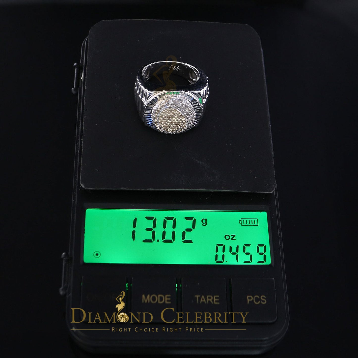 DiamondCelebritees 925 Sterling Silver 0.50CT Real Diamond White Men's Engagement Round Ring Size 9