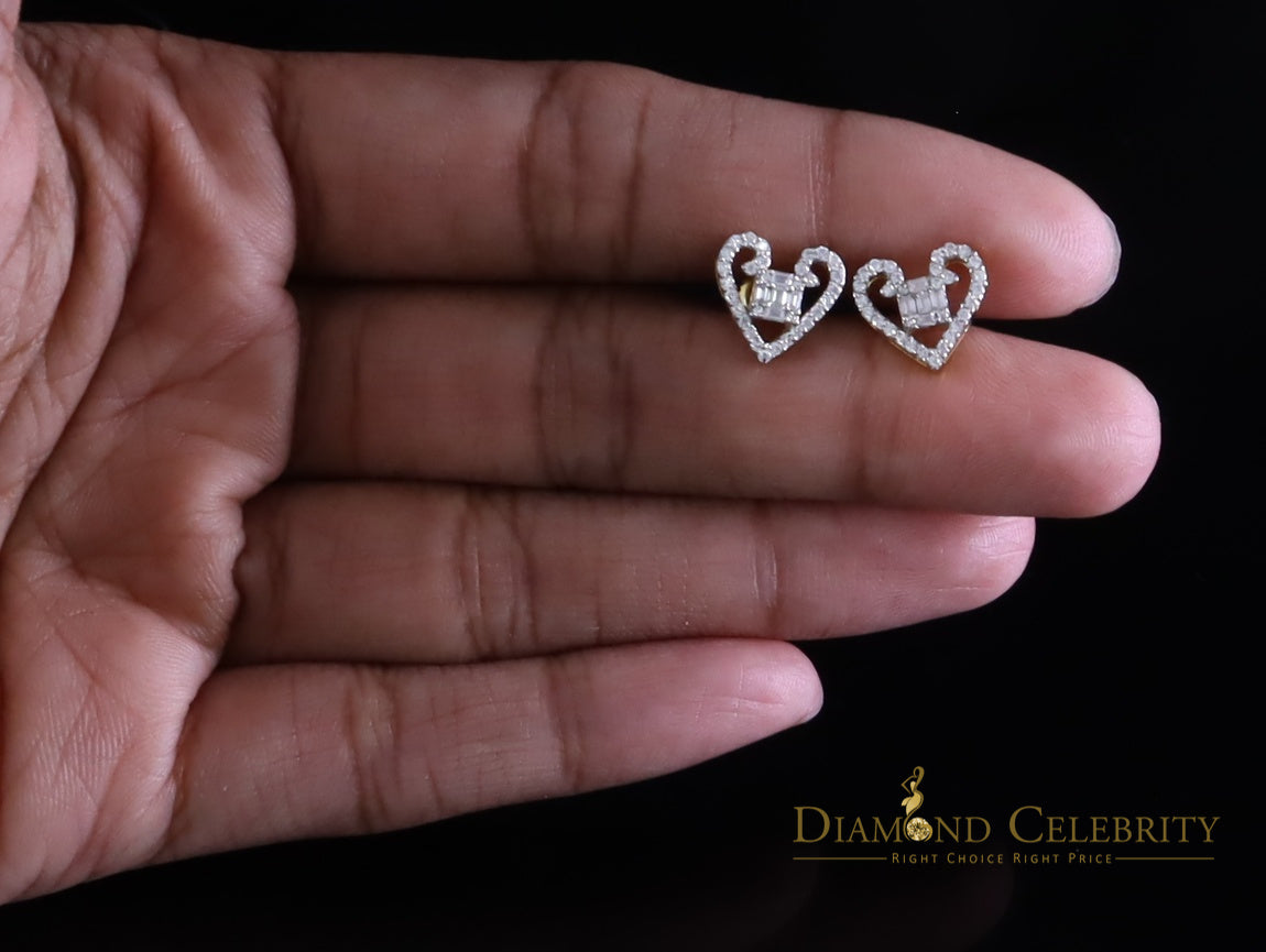 DiamondCelebritees 0.50ct Baguette VVS 'D' Moissanite Men/Womens 925 Silver Yellow Heart Earring