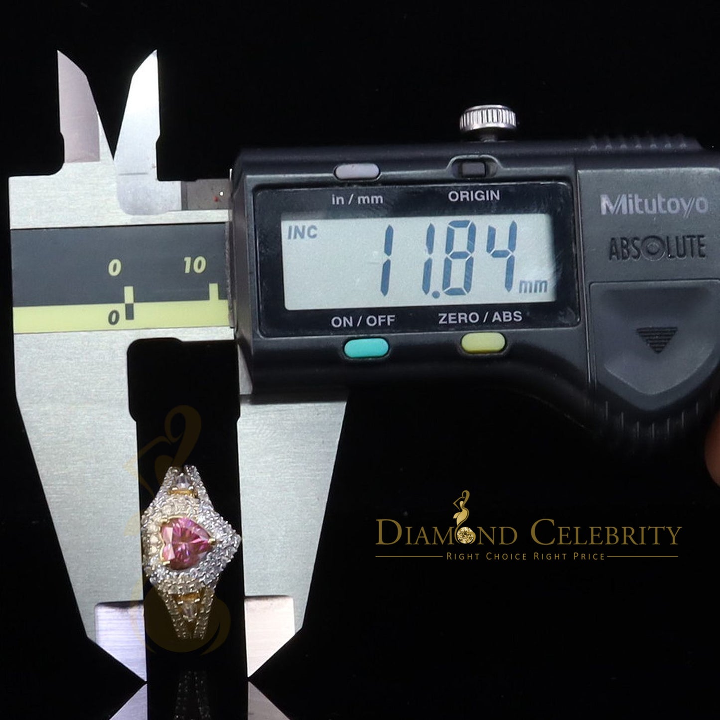 DiamondCelebritees 1.50CT Women's 925 Silver Yellow VVS D Pink & White Moissanite Heart Ring SZ 7