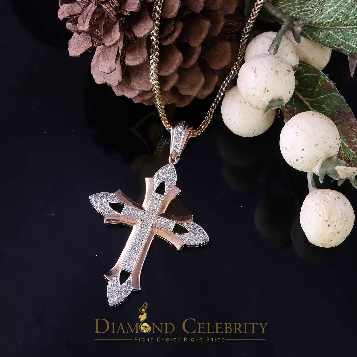 DiamondCelebritees Real 0.50ct Diamond Sterling Silver Cross Pendant