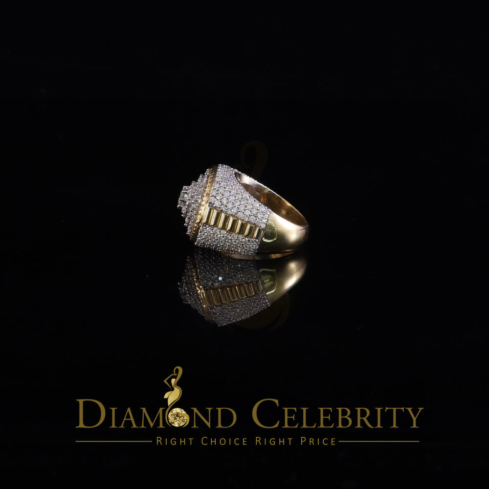 DiamondCelebritees Yellow 925 Silver 6.00ct VVS 'D' Moissanite Stone Round Rings Size 10 Men's