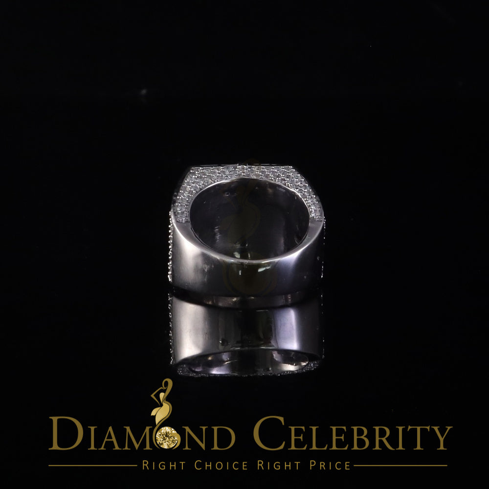 DiamondCelebritees 925 White Sterling Silver 7.00ct VVS 'D' Moissanite Men's Square Rings Size 10