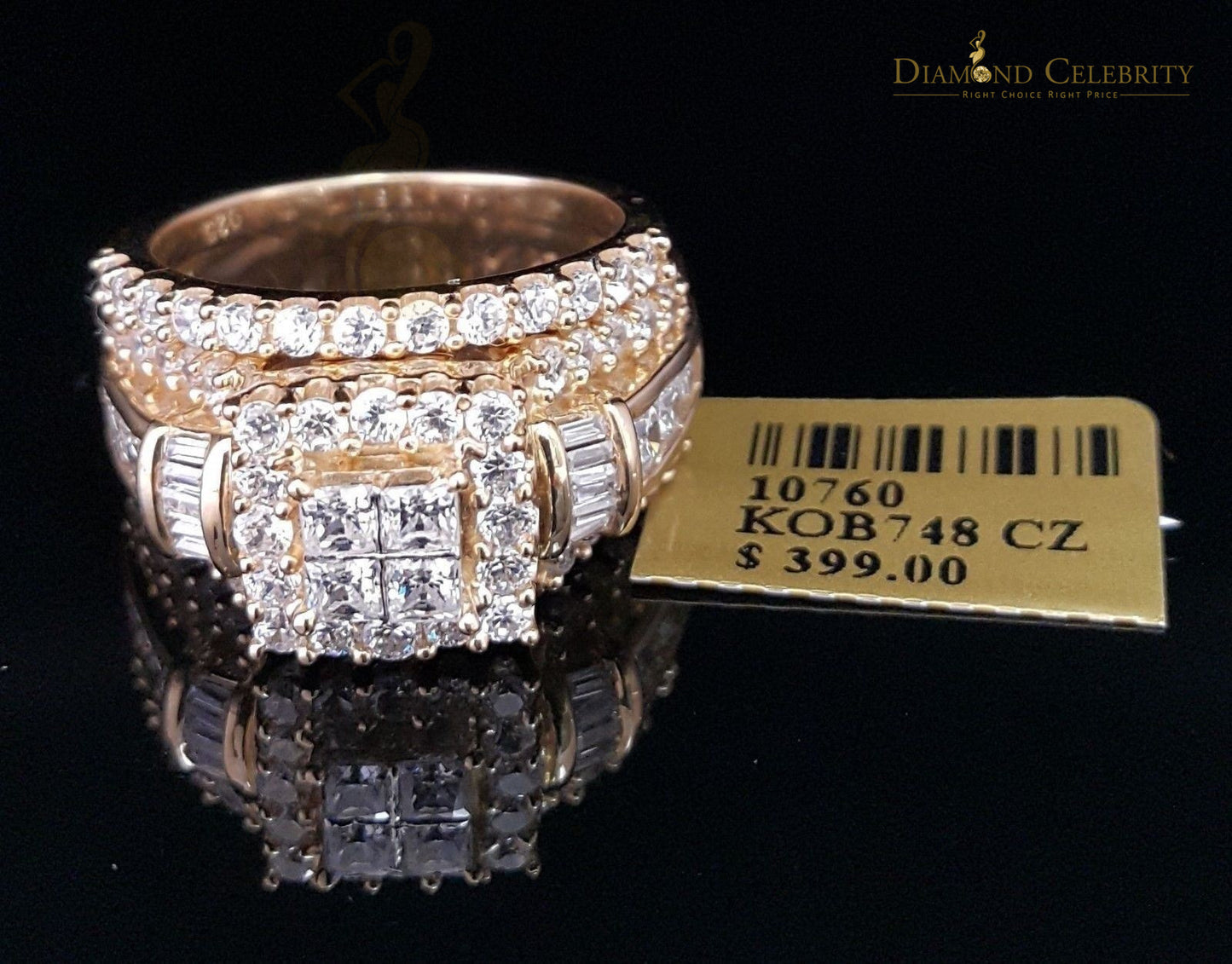 DiamondCelebritees 925 Sterling Silver Yellow 5.00ct Cubic Zirconia Bridal Womens Ring Size 7
