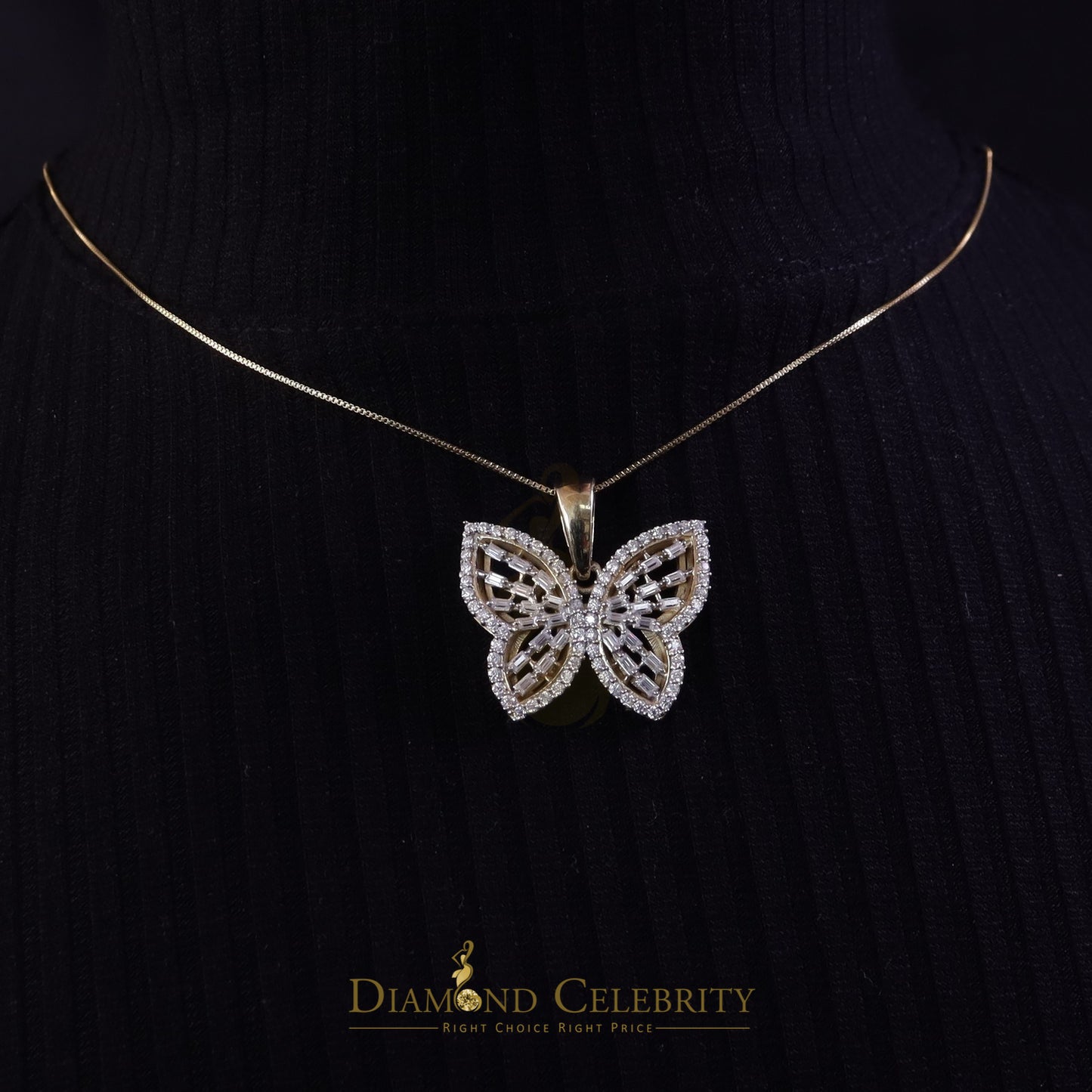 Diamondcelebritees Men's/Womens 925 Silver Yellow 1.75ct VVS 'D' Moissanite Butterfly Pendant