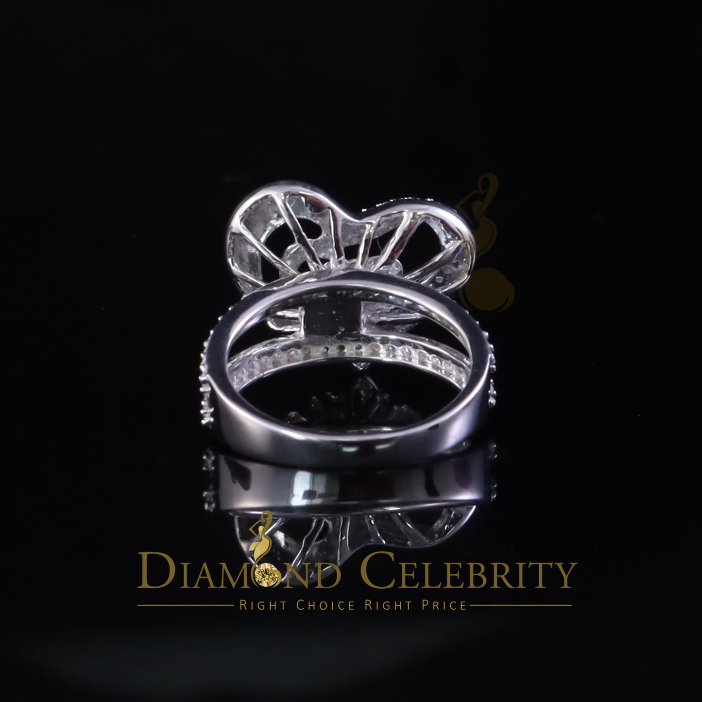 DiamondCelebritees 925 Silver Baguette 85 Cubic Zirconia Stones White Dual Heart Womens Ring SZ7.