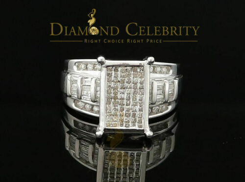 DiamondCelebritees 925 Sterling Silver with 1.00ct Real Diamond Womens Engagement White Ring SZ 7.5