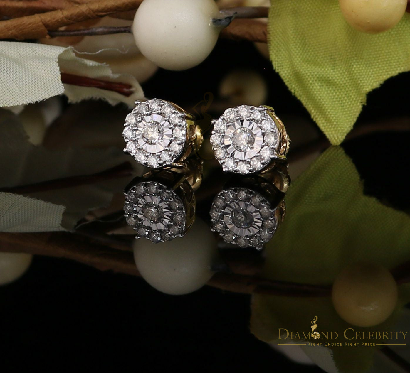 DiamondCelebritees10K Real Yellow Gold with 0.75CT Real Diamond Men's/Women's Stud Earrings