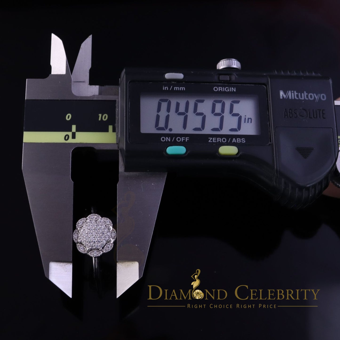 DiamondCelebritees 0.49ct Cubic Zirconia Sterling White Silver Flower Engagement Womens Ring Size 7