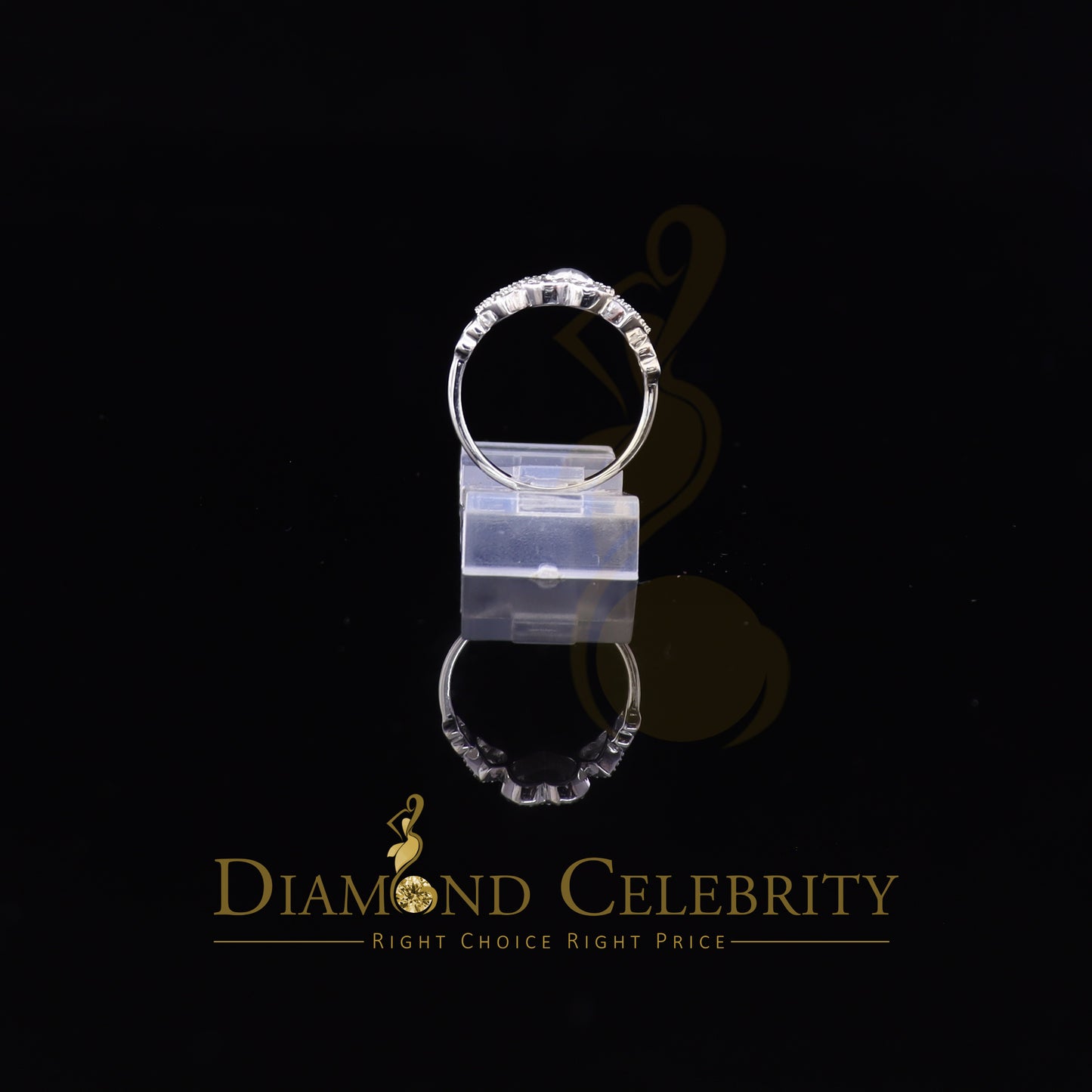 DiamondCelebritees 0.14 CT Real Diamond 925 Sterling Silver White Delicate Womens Heart Ring Size 7