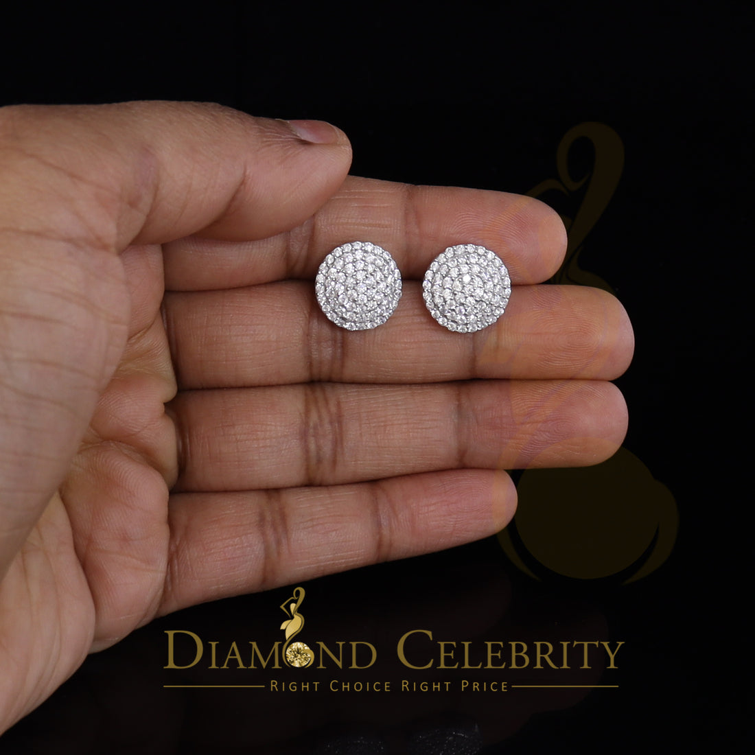 DiamondCelebritees 925 Sterling White Silver 2.44ct Cubic Zirconia Round Women's Stud Earrings