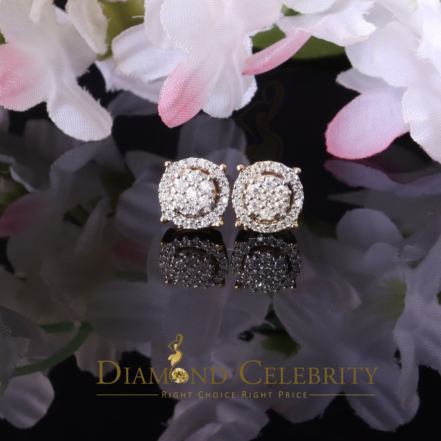 DiamondCelebritees 925 Silver Yellow 0.40ct VVS 'D' Moissanite Round Men's / Womens Stud Earrings