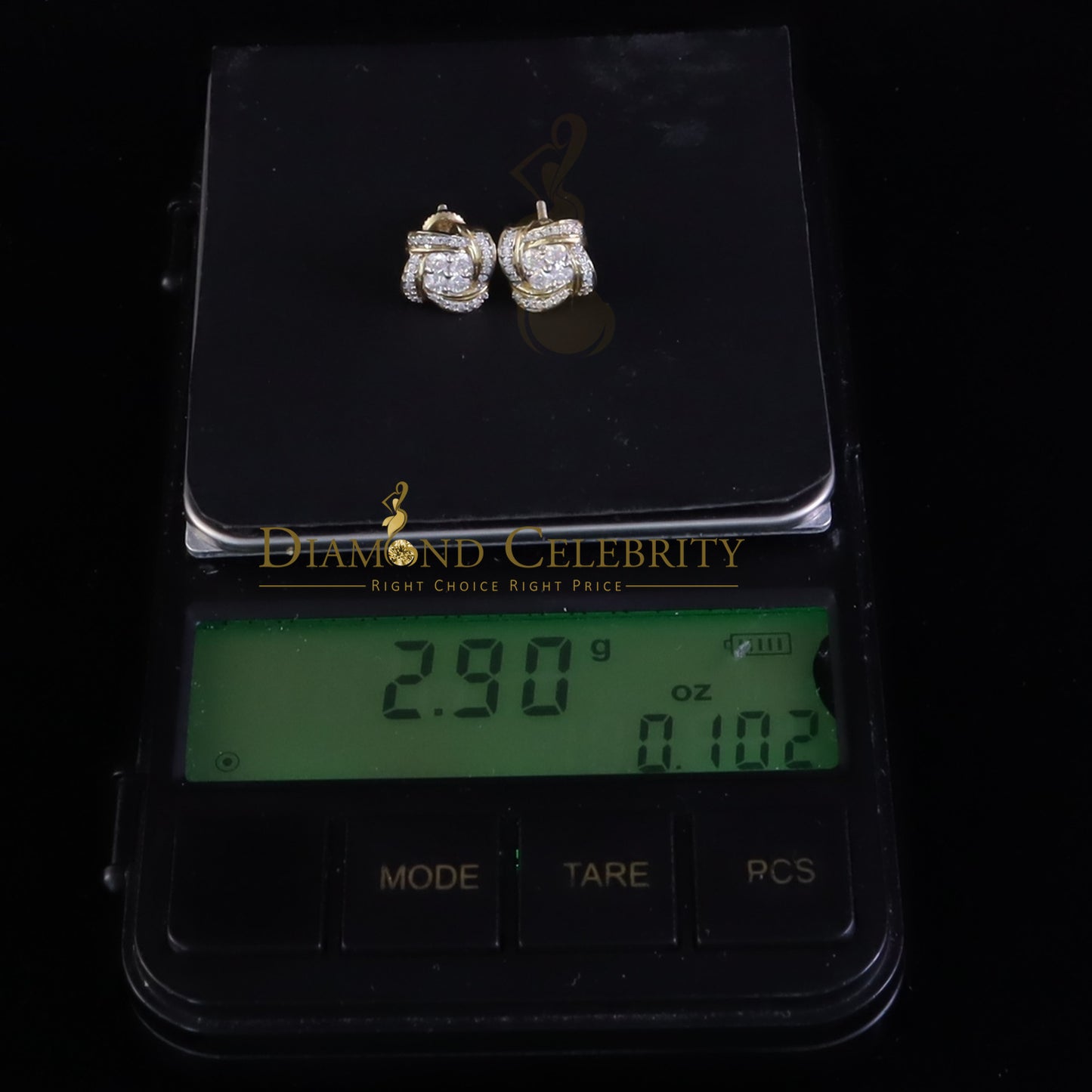 DiamondCelebritees New Men's 925 Yellow Silver 0.50ct VVS'D' Moissanite Knot Womens Stud Earrings