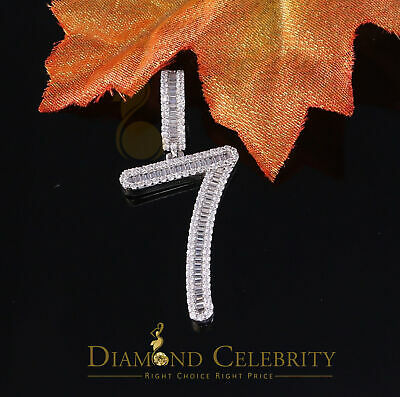 DiamondCelebritees White 925 Sterling Silver Numberic Number '7' Pendant with 3.66ct Cubic Zirconia