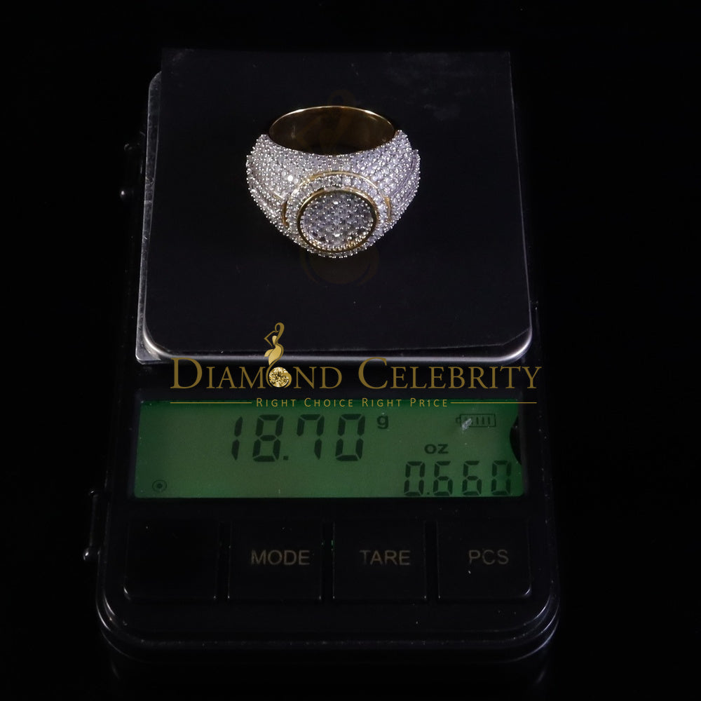 DiamondCelebritees Sterling Yellow Silver 5.50ct Buguette VVS 'D' Moissanite Round Men's Ring SZ 10