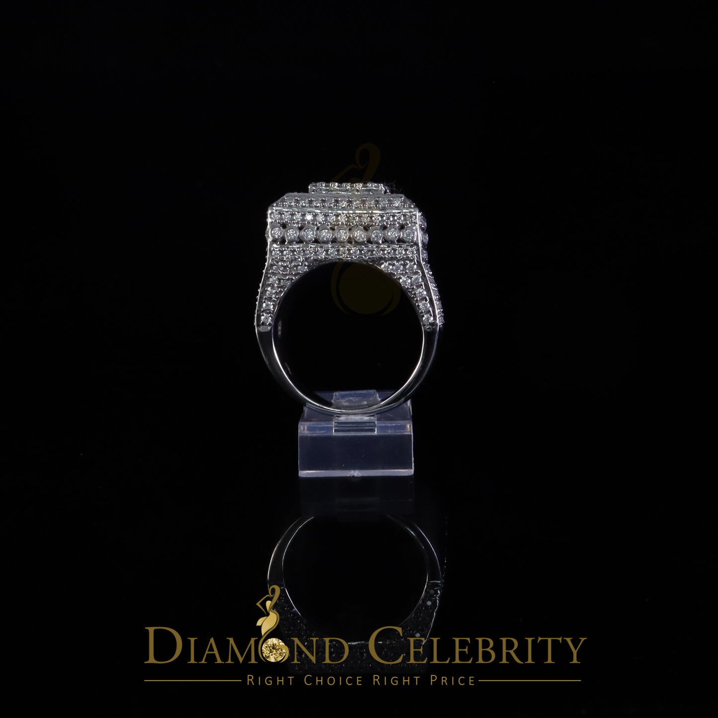 DiamondCelebritees Men's 925 White Sterling Silver 4.50ct VVS 'D' Baguttes Moissanite Rings Size 10