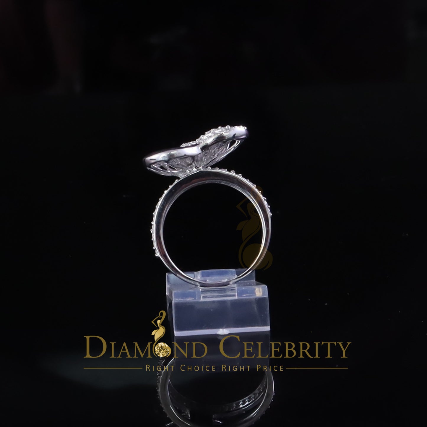 DiamondCelebritees 925 Silver Baguette 85 Cubic Zirconia Stones White Dual Heart Womens Ring SZ7.
