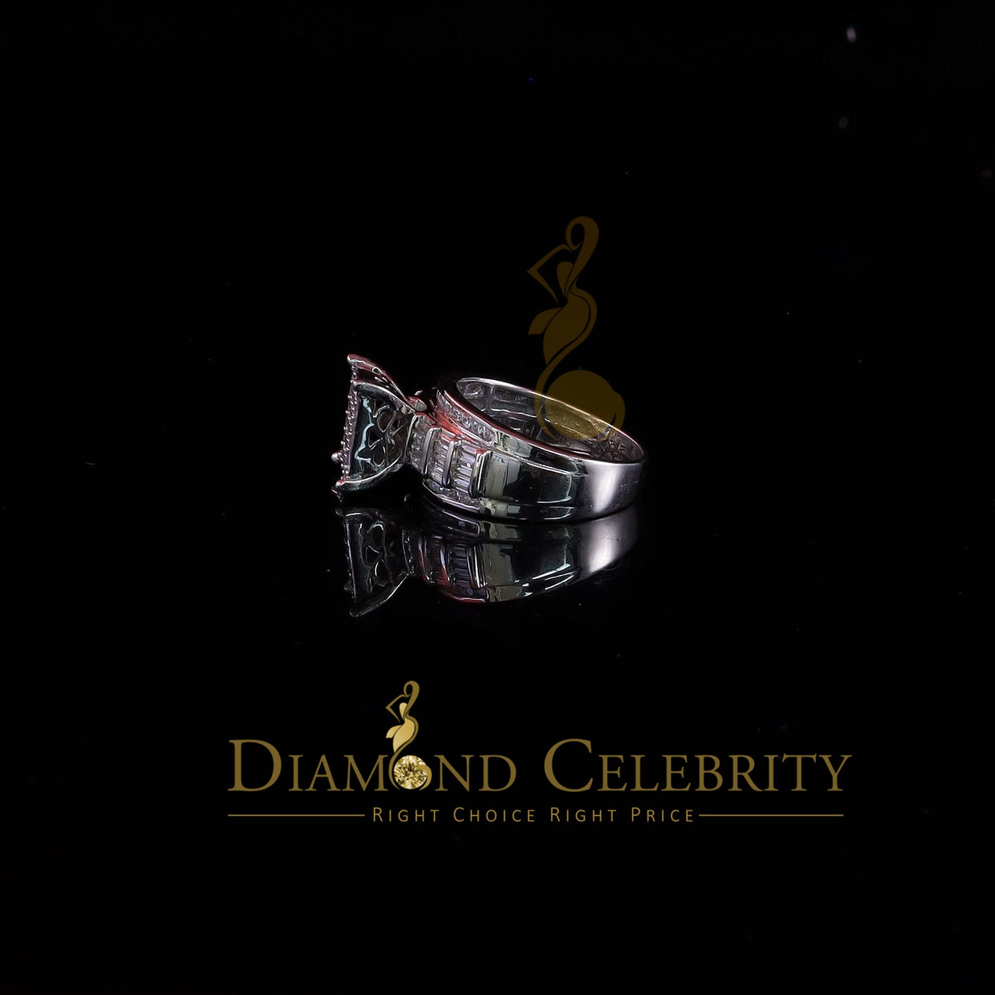 DiamondCelebritees 925 White Silver 1.31ct Cubic Zirconia Cinderella Engagement Womens Rings Size 8