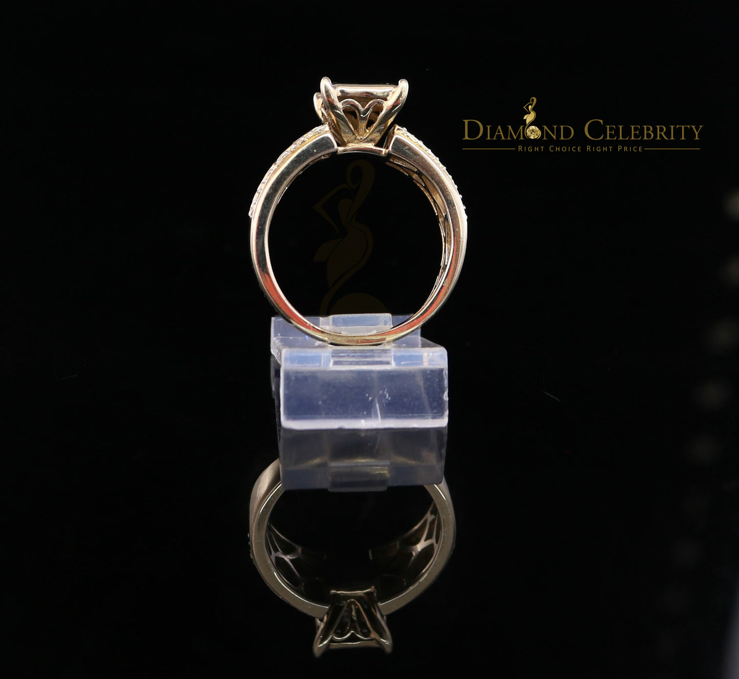 DiamondCelebritees Real Diamond 0.50 CT 925 Silver Yellow Shiny Womens Square Engagement Ring SZ 8
