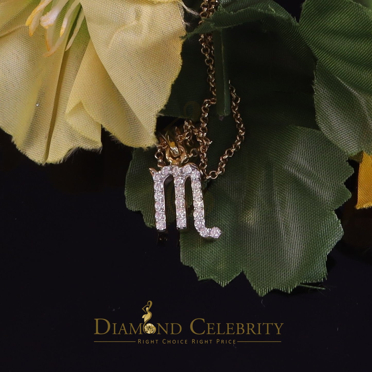 DiamondCelebritees 0.55ct Cubic Zirconia Yellow Silver SCORPION NOVEMBER Month Pendant Men & Women