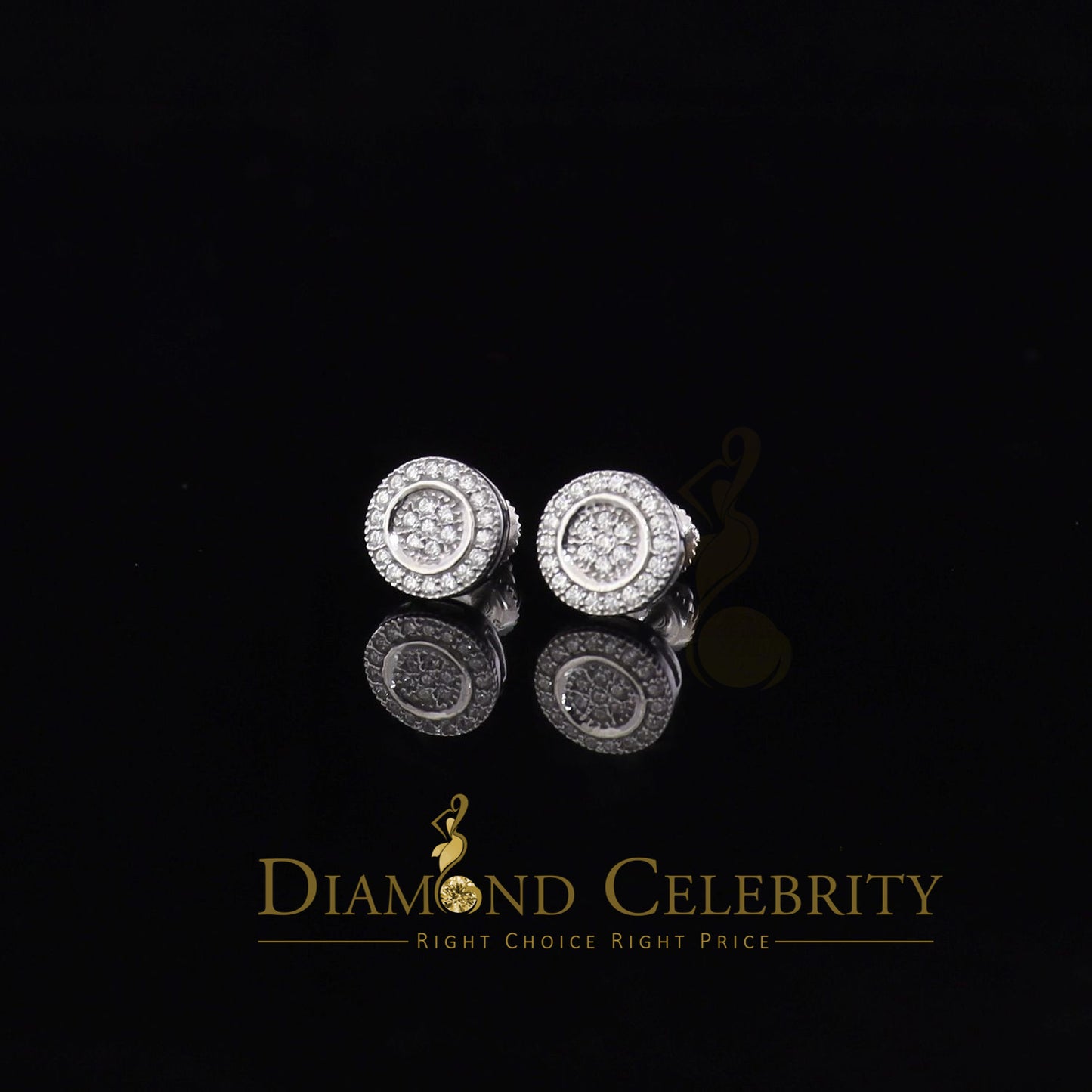 DiamondCelebritees Aretes Para Hombre 925 White Silver Women's 0.5ct Cubic Zirconia Round Earrings