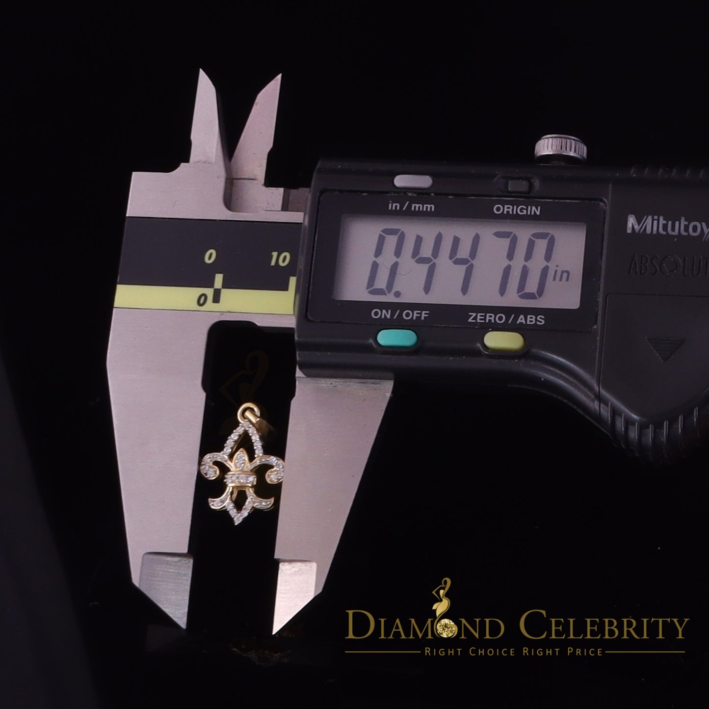 DiamondCelebritees Promise Yellow Sterling Silver Fleur de Lis Pendant with 0.30ct Cubic Zirconia