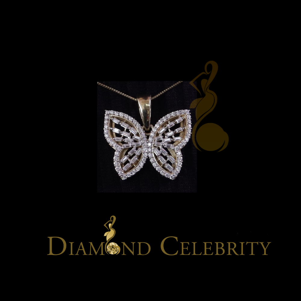 Diamondcelebritees Men's/Womens 925 Silver Yellow 1.75ct VVS 'D' Moissanite Butterfly Pendant