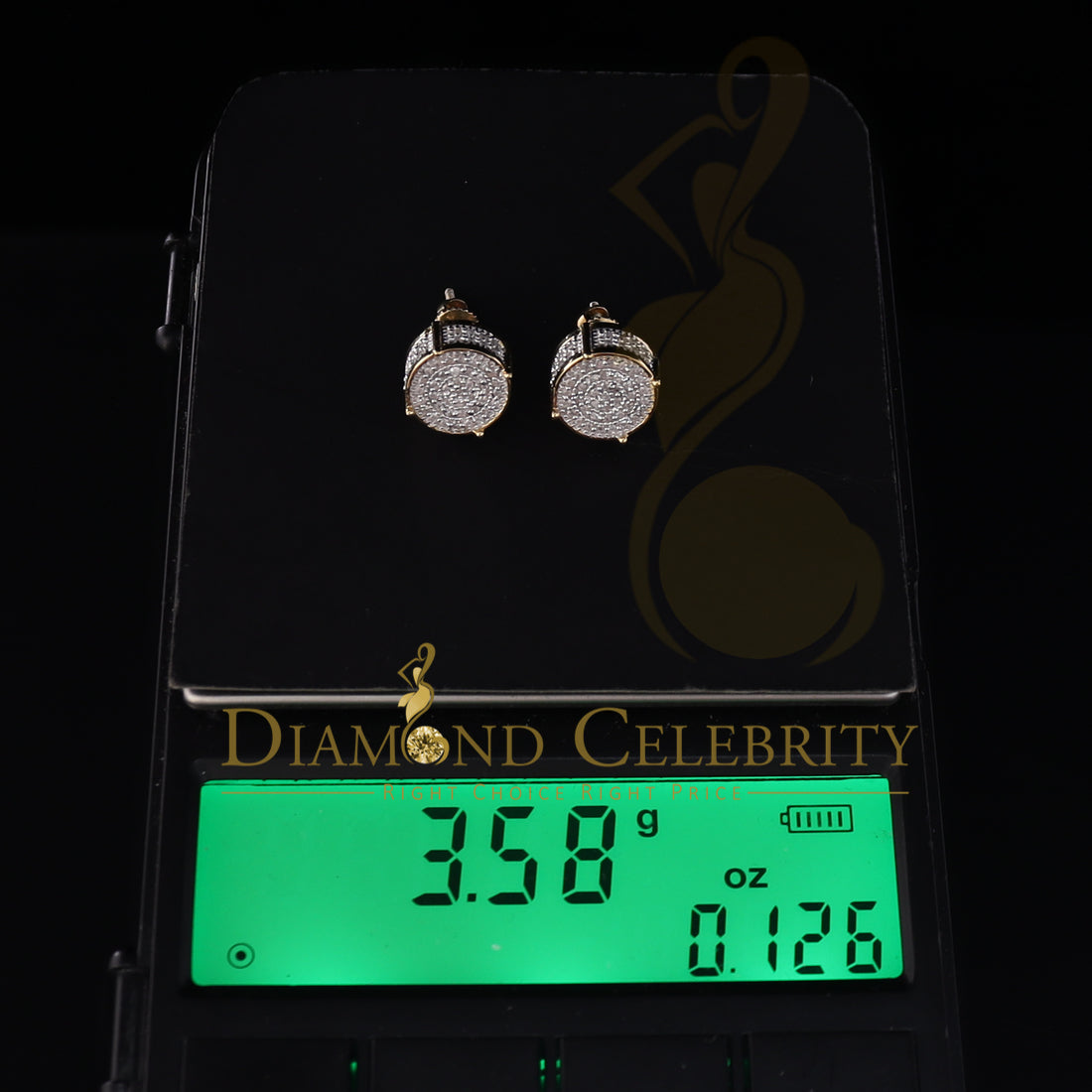 DiamondCelebritees 925 Sterling Silver Yellow Hip Hop 0.40ct Diamond Men's/ Women's Stud Earrings