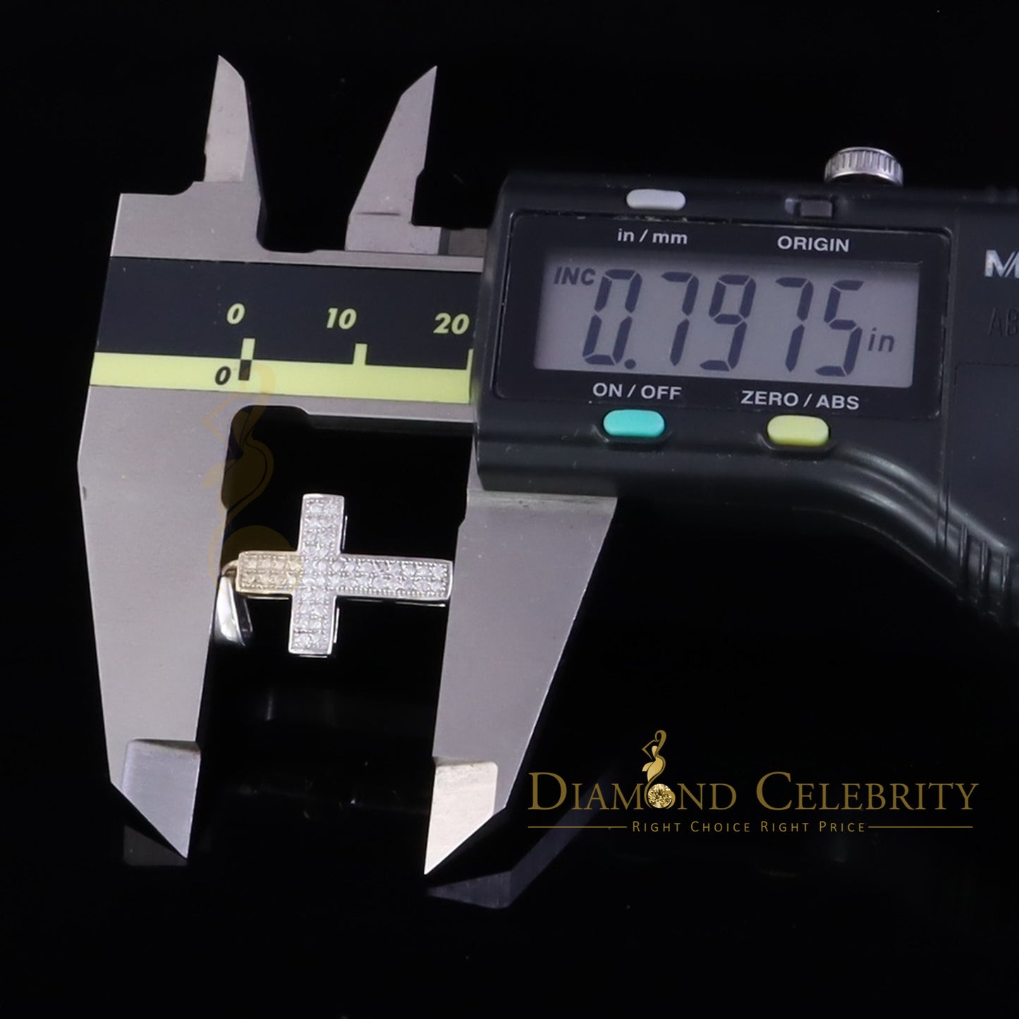 DiamondCelebritees White Fancy 925 Sterling Silver CROSS Shape Pendant with 0.44ct Cubic Zirconia