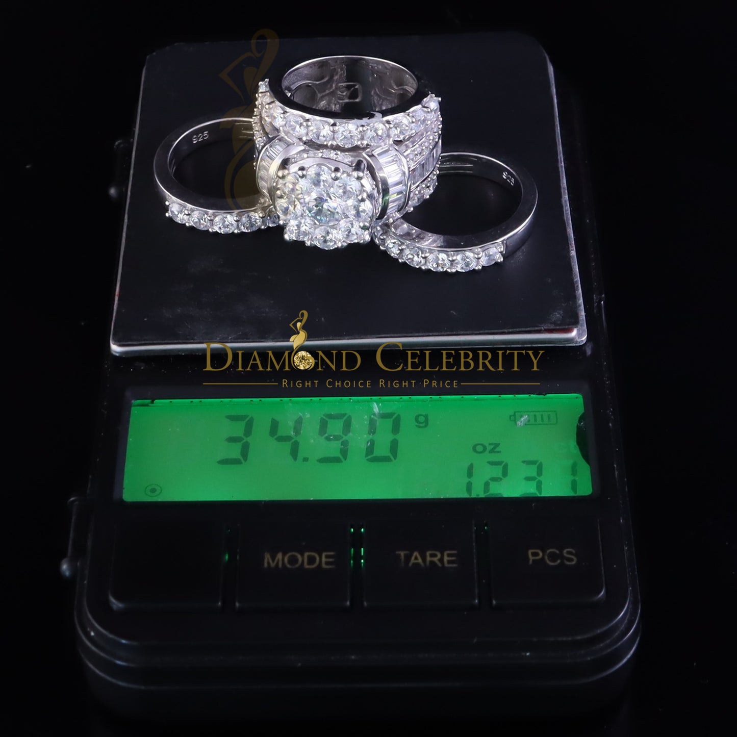 DiamondCelebritees Sterling Silver Round Cubic Zirconia 11.48ct Wedding White Womens Ring SIZE 7