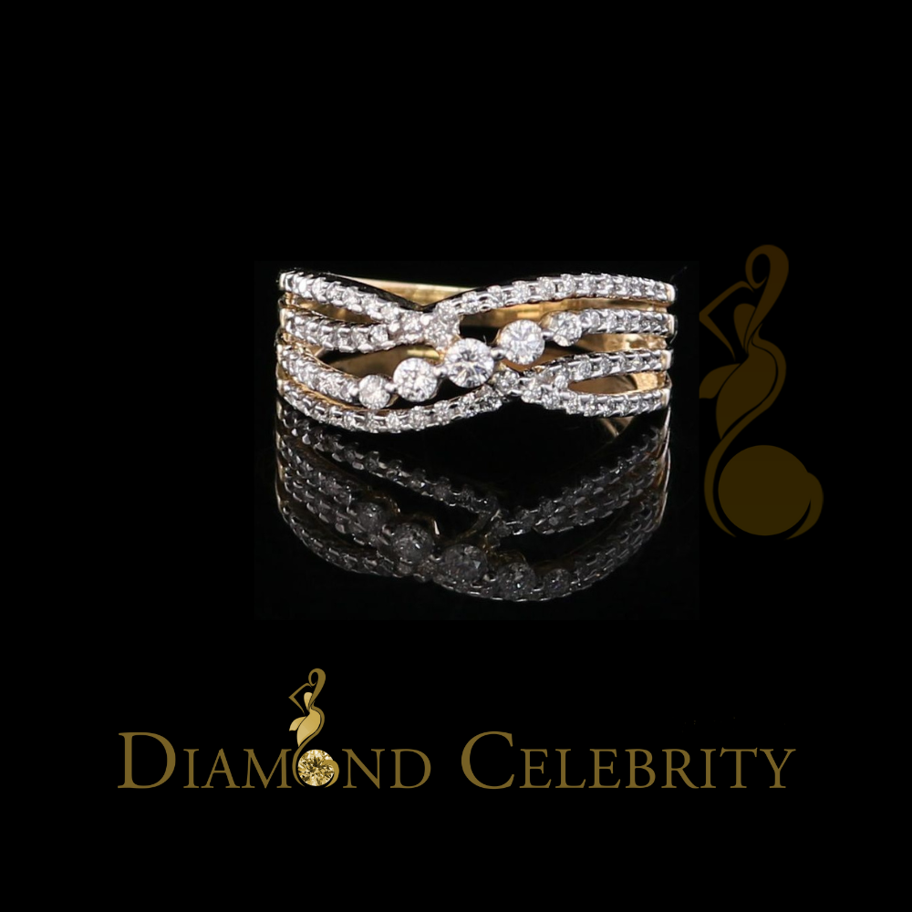 DiamondCelebritees Real 10kt Yellow Gold with 0.50CT Real Diamond Flower Style Womens Ring Size 7