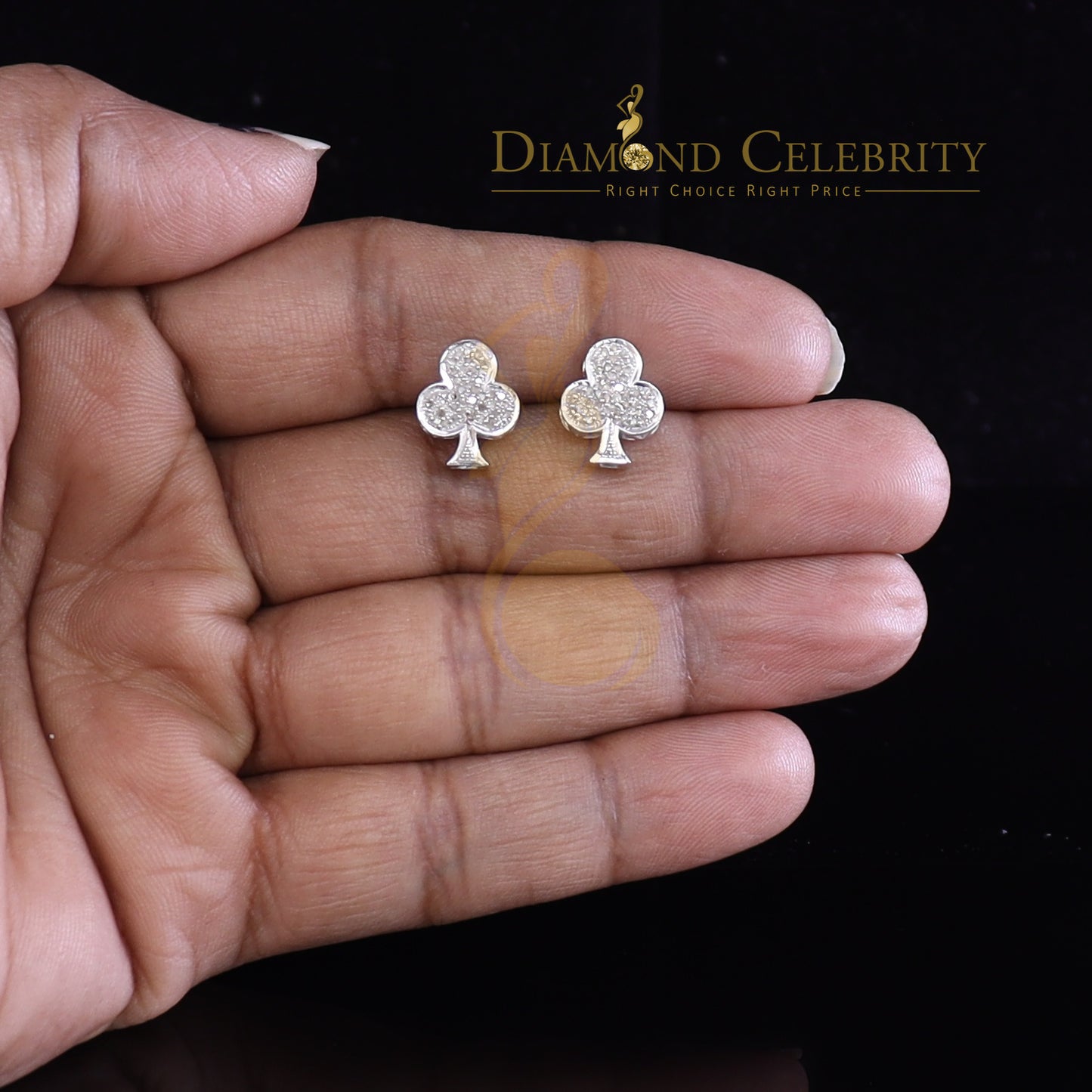 DiamondCelebritees 0.20ct Diamond 925 Sterling White Silver Women's & Men's Club Suit Earrings