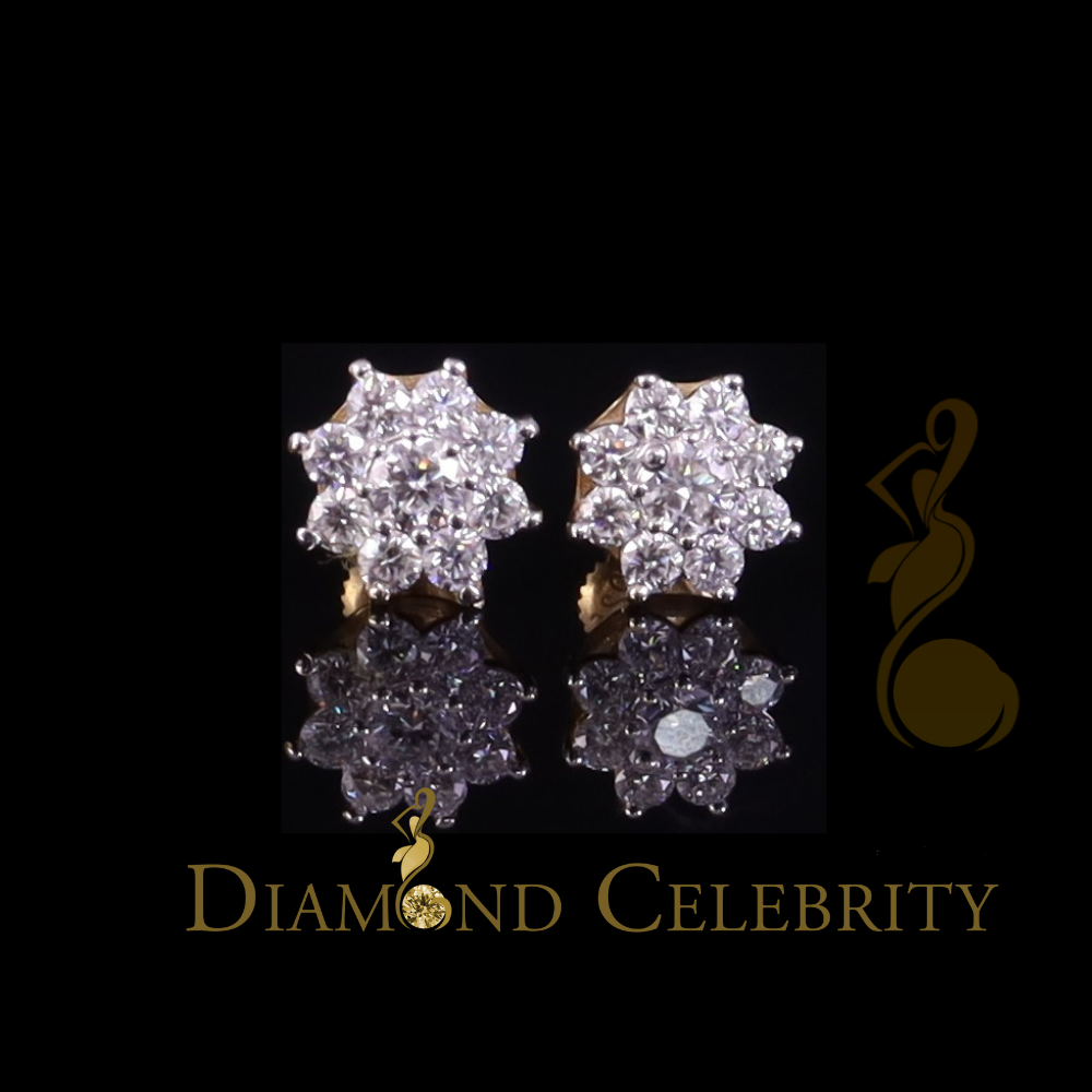 DiamondCelebritees Yellow Men's/Womens 925 Silver 1.00ct VVS 'D' Moissanite Floral Stud Earrings