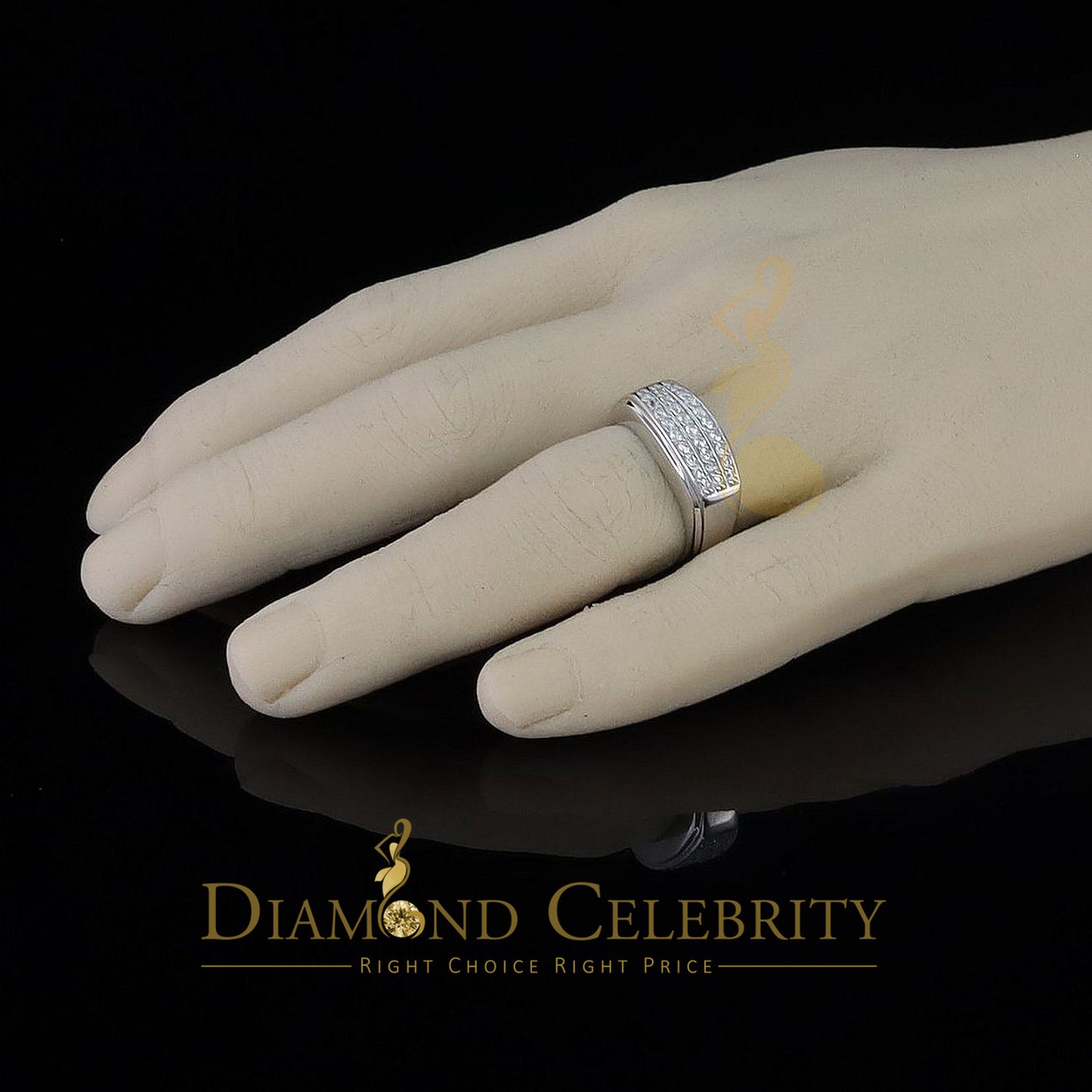 DiamondCelebritees Diamond Celebrity 925 White Sterling Silver 27 Cubic Zirconia Men's Ring Size 8
