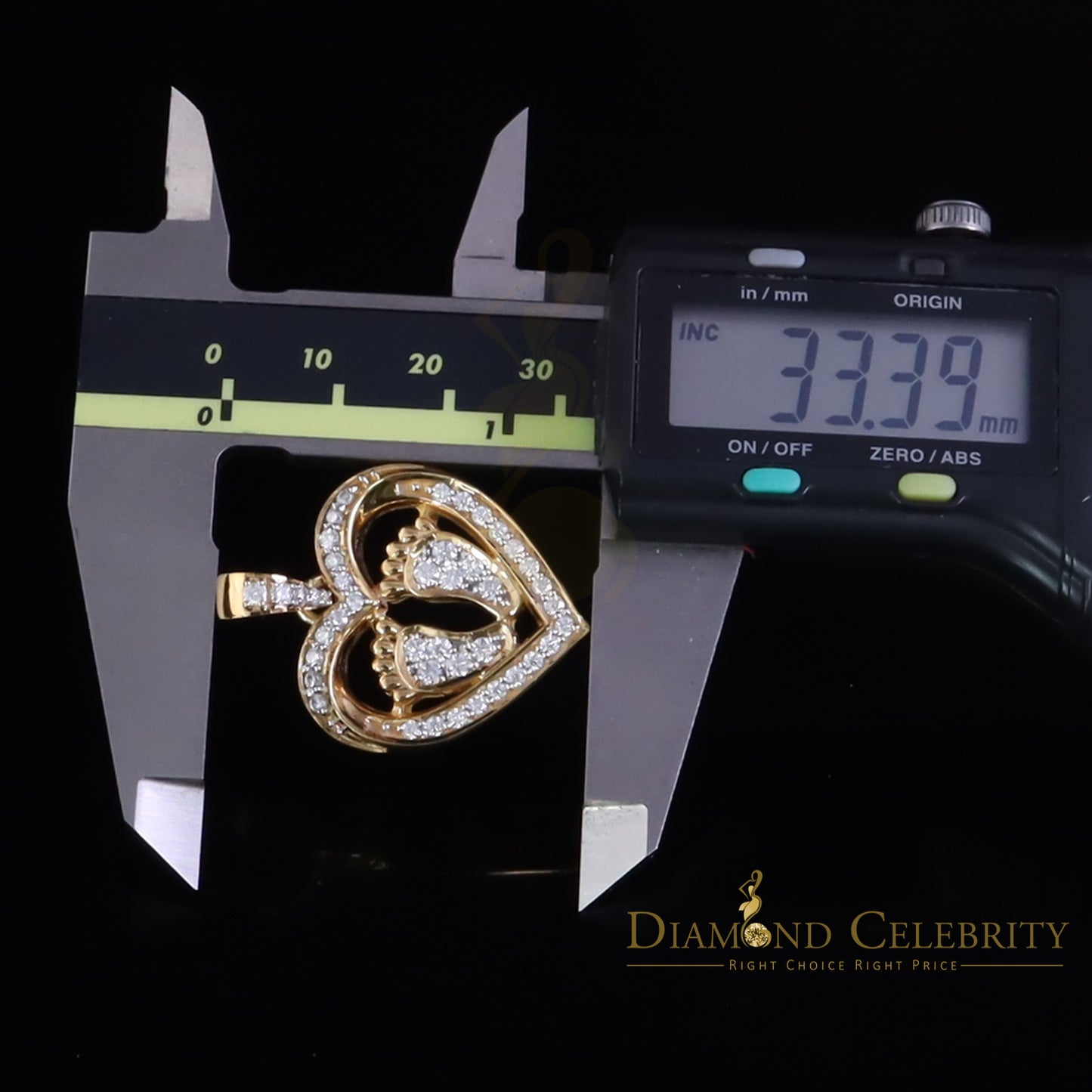 Diamondcelebritees 1.50ct Yellow Heart Child feet Mom 925 VVS D Silver Moissanite Women Pendant