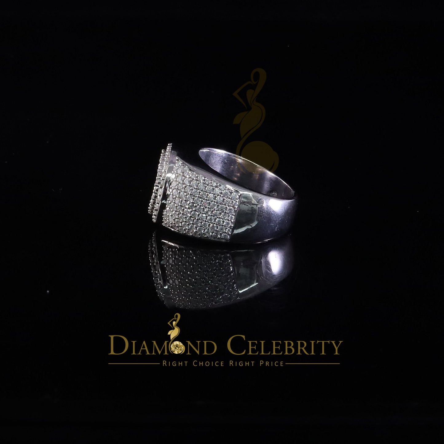 DiamondCelebritees 4.50ct White Silver VVS 'D' Moissanite Baguette Round Rings SZ 10 for Men's